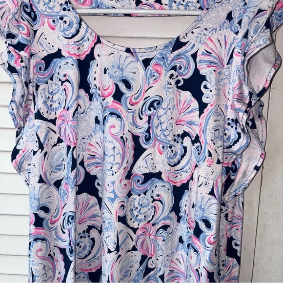 Lilly Pulitzer Dani Ruffle Sleeve Shift Dress in Multi Paisley Print Size Large - Picture 2 of 6